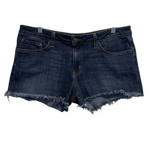 Just Black Denim Cutoff Shorts Dark Wash‎ Frayed Hem Size 32 USA Made